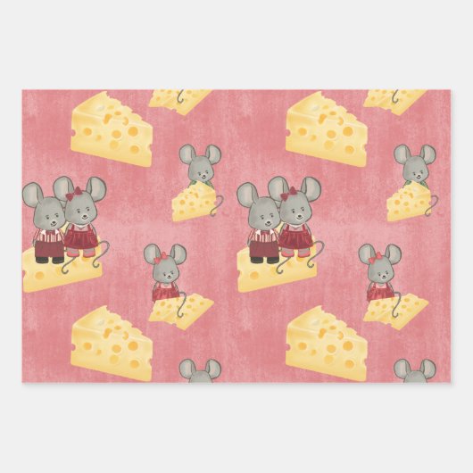 Cute and Cheesy Mouse Family Inpakpapier Vel (Voorkant)