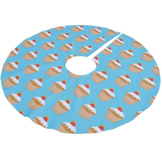 Cute and  Chocolate Cupcake Cherry Pattern Kerstboom Rok (Gekanteld)