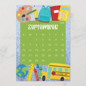 Cute and Colorful 2026 Calendar Page - September Bedankkaart (Voorkant)