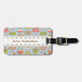 Cute and Colorful Bags Illustration Pattern (Blauw Bagagelabel