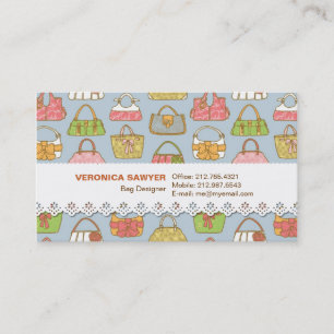 Cute and Colorful Bags Illustration Pattern (Blauw Visitekaartje