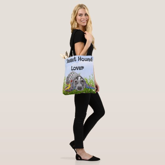 Cute and Colorful Basset Hound Canvas tas (Op model)