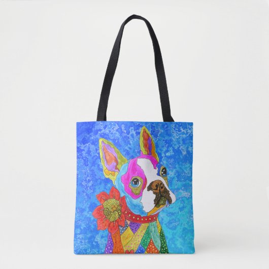 Cute and Colorful Boston Terrier Canvas tas (Voorkant)