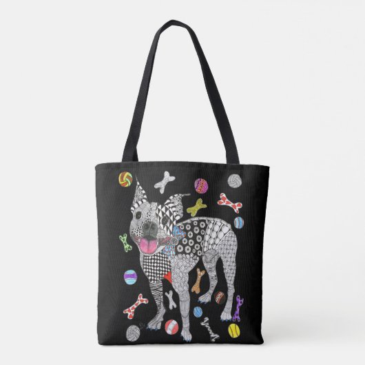 Cute and Colorful Boston Terrier Canvas tas (Achterkant)