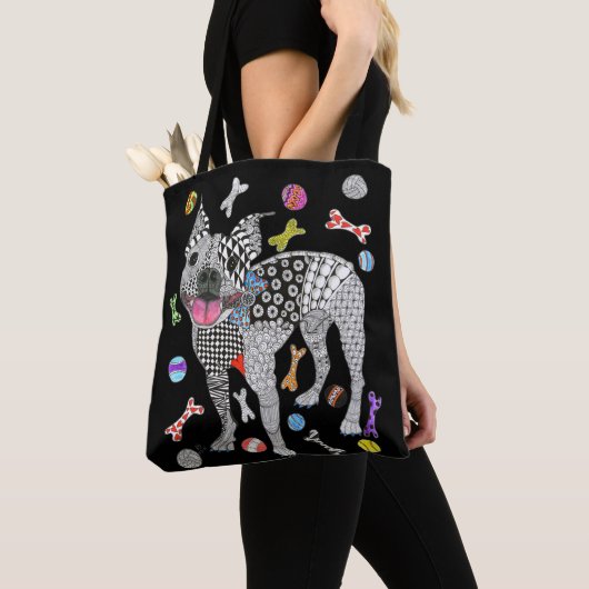 Cute and Colorful Boston Terrier Canvas tas (Dichtbij)