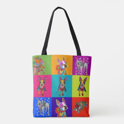 Cute and Colorful Boston Terrier Canvas tas (Achterkant)