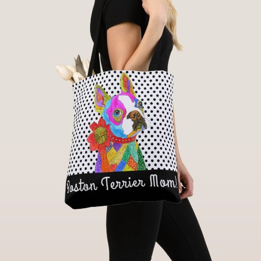 Cute and Colorful Boston Terrier Canvas tas (Dichtbij)