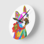 Cute and Colorful Boston Terrier Clock Ronde Klok (Hoek)