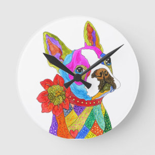Cute and Colorful Boston Terrier Clock Ronde Klok