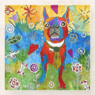 Cute and Colorful Boston Terrier Glazen Onderzetter