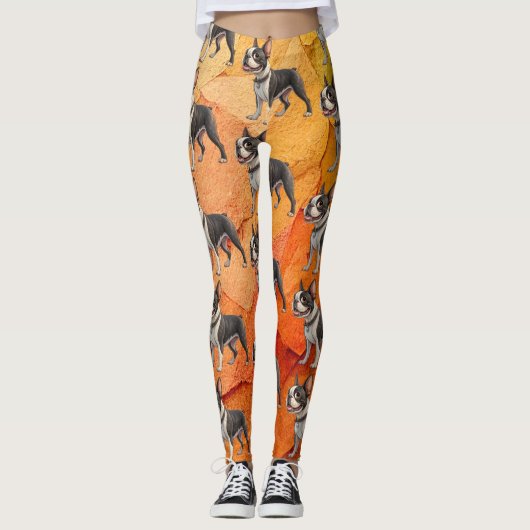 Cute and Colorful Boston Terrier Leggings (Voorkant)