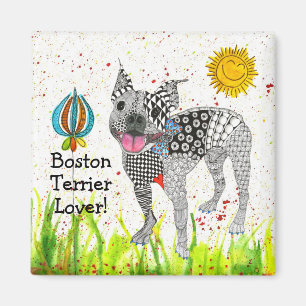 Cute and Colorful Boston Terrier Magnet 2"