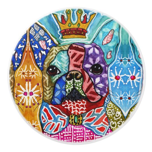 Cute and Colorful Boston Terrier Pop Art Keramische Knop (Voorkant)