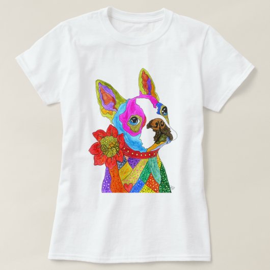 Cute and Colorful Boston Terrier T-Shirt (Design voorkant)