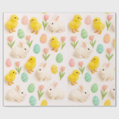 Cute and Colorful Bunny Chicken & Easter Eggs  Cadeaupapier (Vlak)