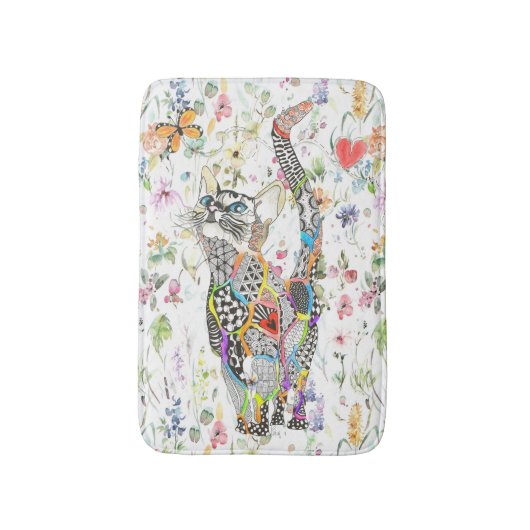 Cute and Colorful Cat Bath Mat (Voorkant Verticaal)