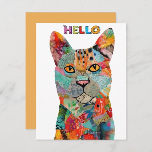 Cute and Colorful Cat Greeting Card Kaart (Voorkant / Achterkant)