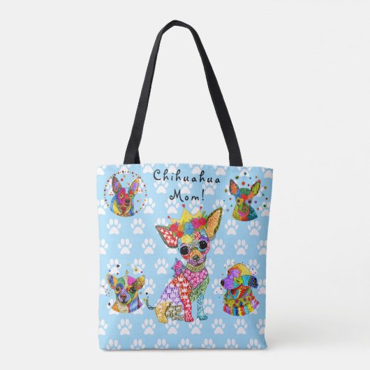 Cute and Colorful Chihuahua Dogs Canvas tas (Achterkant)