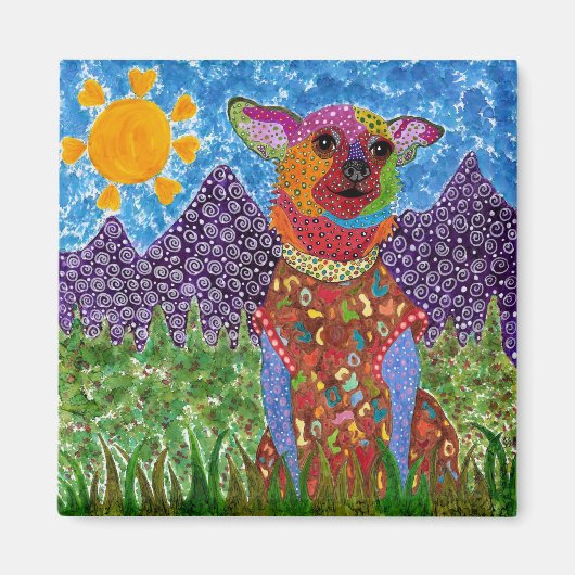 Cute and Colorful Chihuahua Magnet 2" (Voorkant)