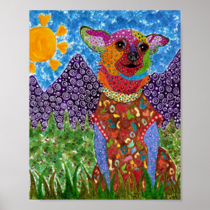 Cute and Colorful Chihuahua Poster 8 x 10 inch