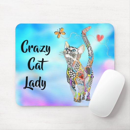 Cute and Colorful Crazy Cat Lady Muismat (Met muis)