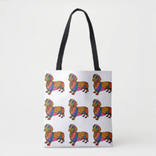 Cute and Colorful Dachshund Canvas tas