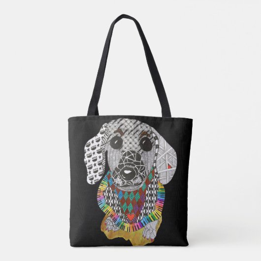 Cute and Colorful Dachshund Canvas tas (Achterkant)