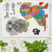 Cute and Colorful Dachshund Lover Kitchen Towel Theedoek (Gevouwen)