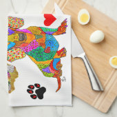 Cute and Colorful Dachshund Lover Kitchen Towel Theedoek (Quarter Fold)