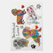 Cute and Colorful Dachshund Lover Kitchen Towel Theedoek (Verticaal)