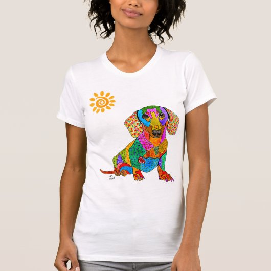 Cute and Colorful Dachshund T-shirt (Voorkant)