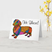 Cute and Colorful Dachshund Wenskaart Kaart (Gele Bloem)
