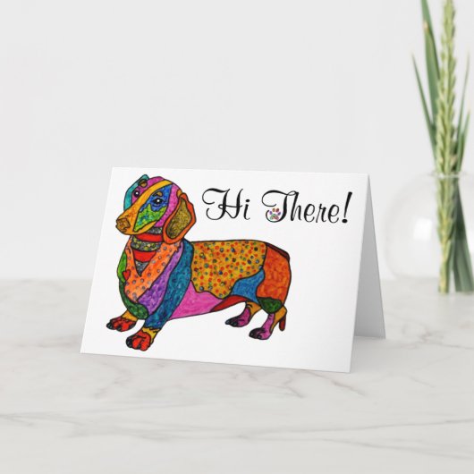 Cute and Colorful Dachshund Wenskaart Kaart (Voorkant)