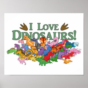 Cute and Colorful Dinosaurs Poster