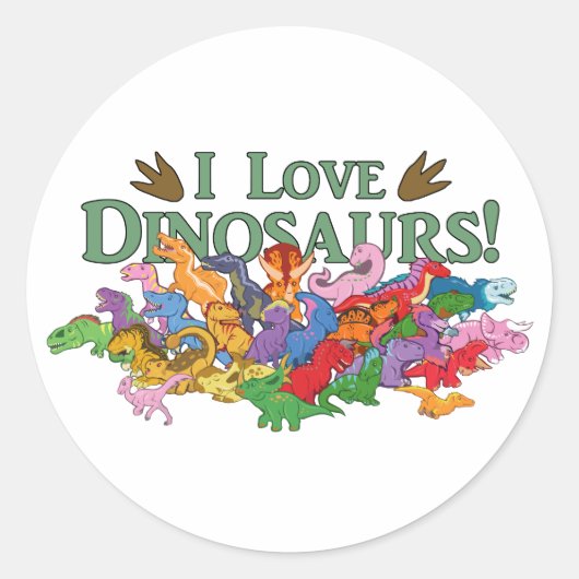 Cute and Colorful Dinosaurs Ronde Sticker (Voorkant)
