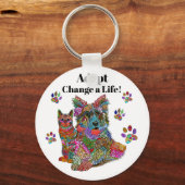 Cute and Colorful Dog and Cat Adoption Sleutelhang Sleutelhanger (Voorkant)