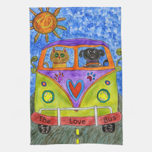 Cute and Colorful Dog and Cat Kitchen Towel Theedoek