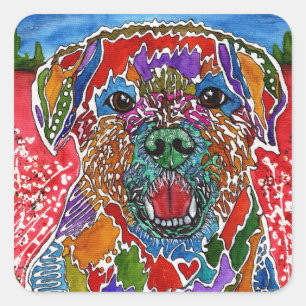 Cute and Colorful Dog Rescue Mutt Vierkante Sticker