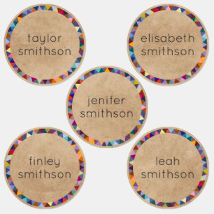 Cute and Colorful Elegant Personant Name School Labels