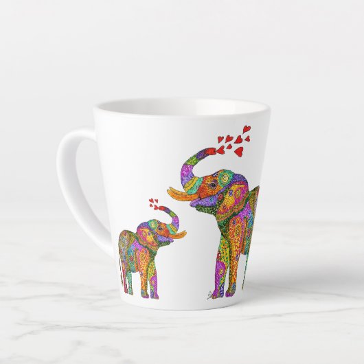 Cute and Colorful Elephant Latte Mok (Linkerhoek)