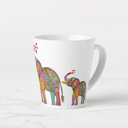 Cute and Colorful Elephant Latte Mok (Rechterhoek)