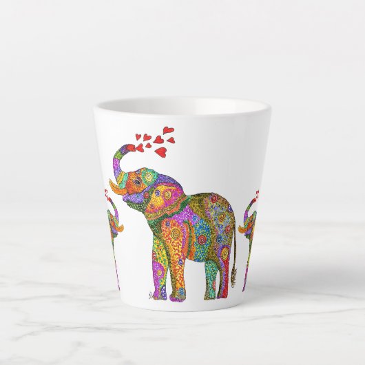 Cute and Colorful Elephant Latte Mok (Voorkant)