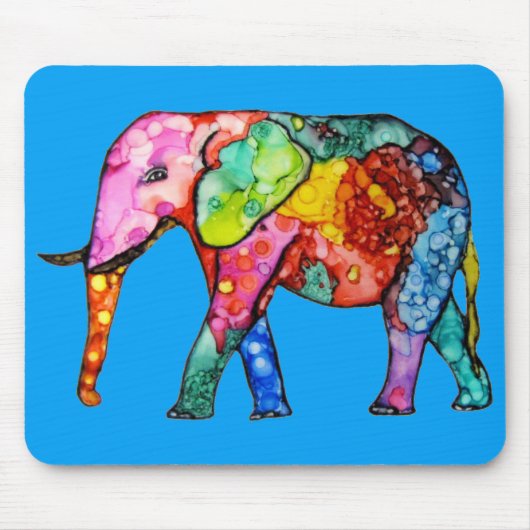 Cute and Colorful Elephant Mousepad Muismat (Voorkant)