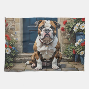 Cute and Colorful English Bulldog Theedoek