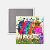 Cute and Colorful Ewe Rock Sheep Magnet (Voorkant / Achterkant)