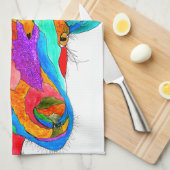 Cute and Colorful Funny Goat Kitchen Towel Theedoek (Quarter Fold)