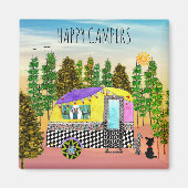 Cute and Colorful Happy Camper Magnet (Voorkant)