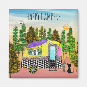 Cute and Colorful Happy Camper Magnet
