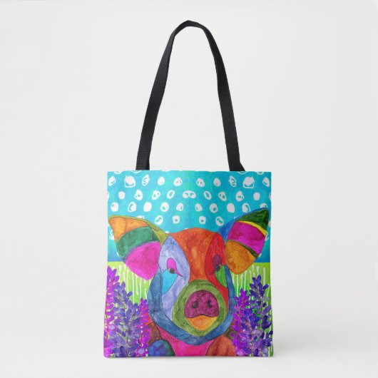 Cute and Colorful Happy Pig Canvas tas (Voorkant)