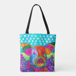 Cute and Colorful Happy Pig Canvas tas